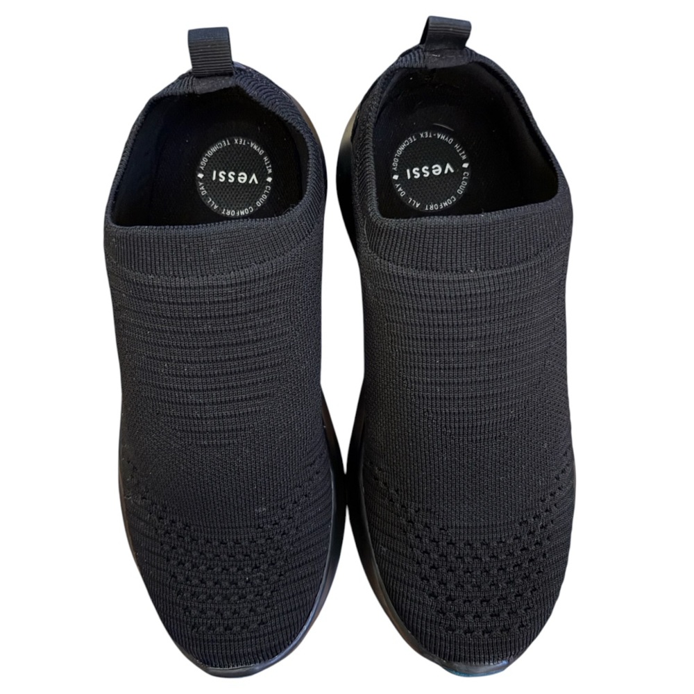 VESSI Women's WATERPROOF Everyday Move Slip-On Sneaker in Onyx Black/Black (8) - Picture 5 of 10